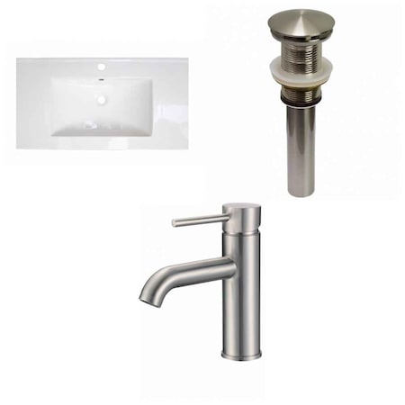 American Imaginations 32-in. W 1 Hole Ceramic Top Set In White Color - Drain Incl. AI-32499